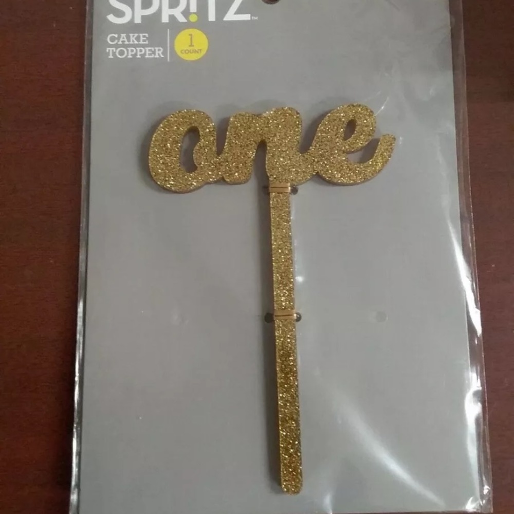 Spritz One Gold Cake Topper First Celebration NEW